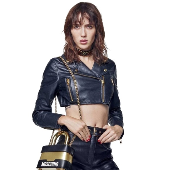 h&m moschino leather jacket